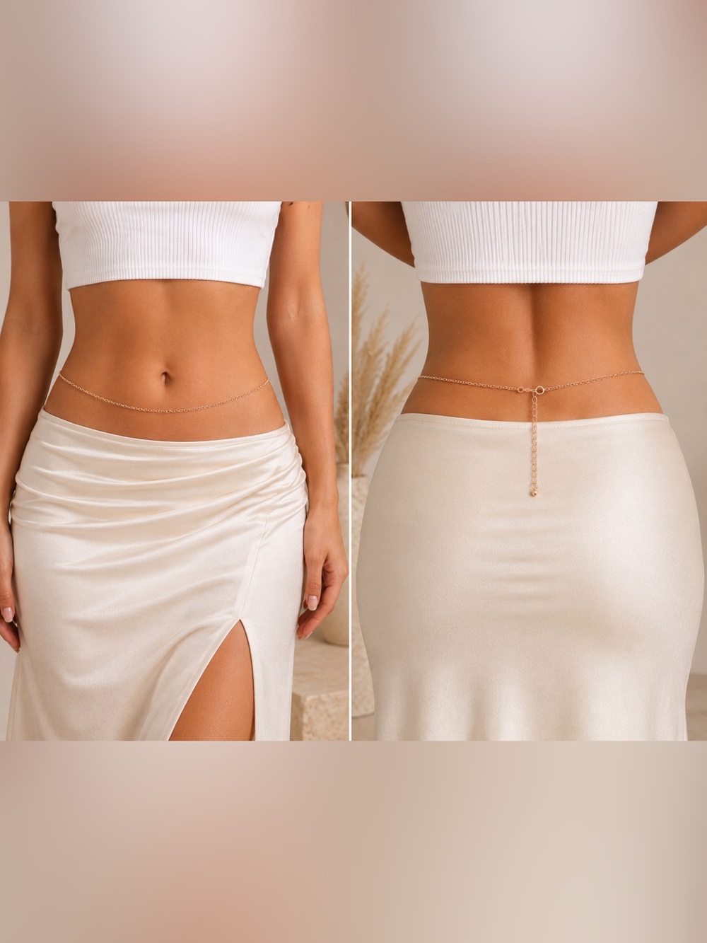 Women’s Rose Gold Tone Belly Chain Adjustable Waist Body Jewelry Size Small